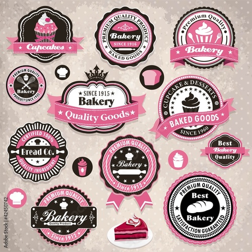 Vintage frame with bakery cupcake template #42450742