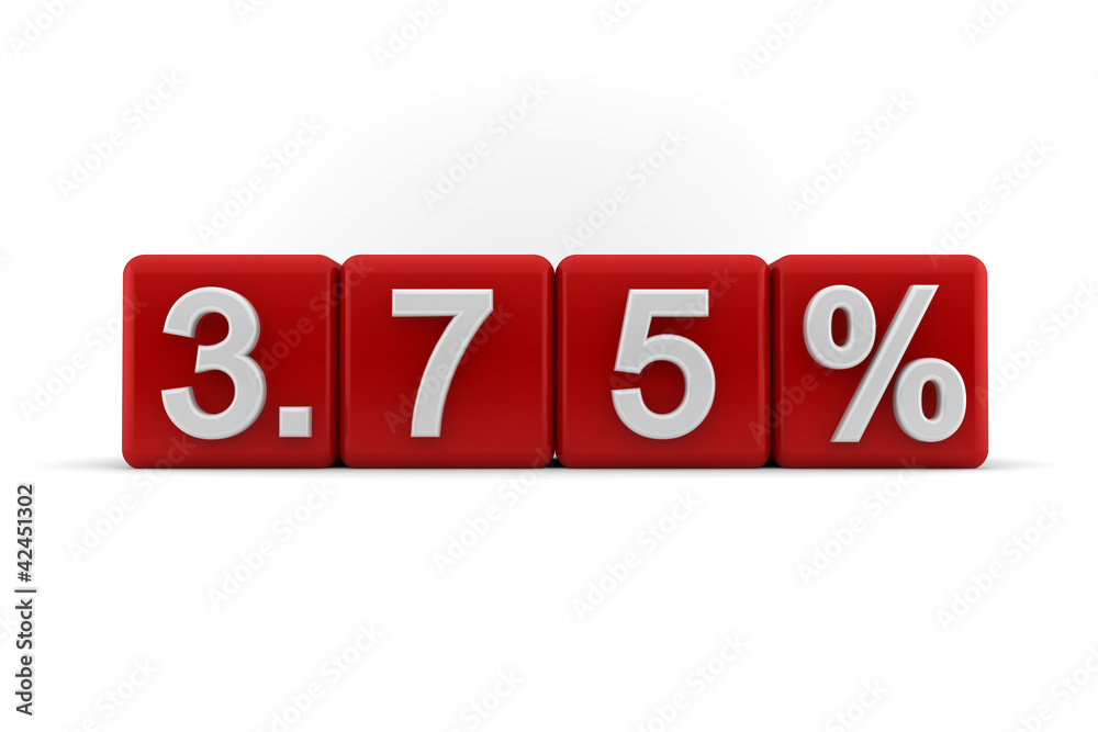 3.75 percent in white numbers on red cubes 3.75 percent in white numbers on red cubes