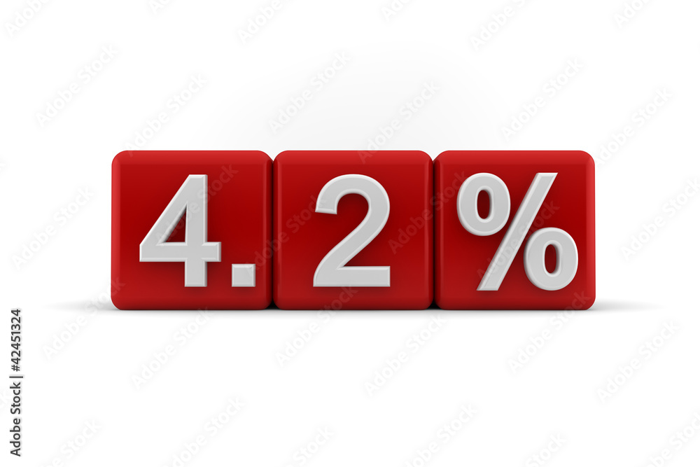4.2 percent in white numbers on red cubes 4.2 percent in white numbers on red cubes