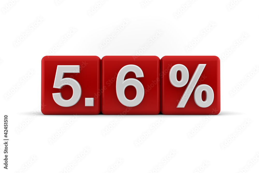 5.6 percent in white numbers on red cubes 5.6 percent in white numbers on red cubes