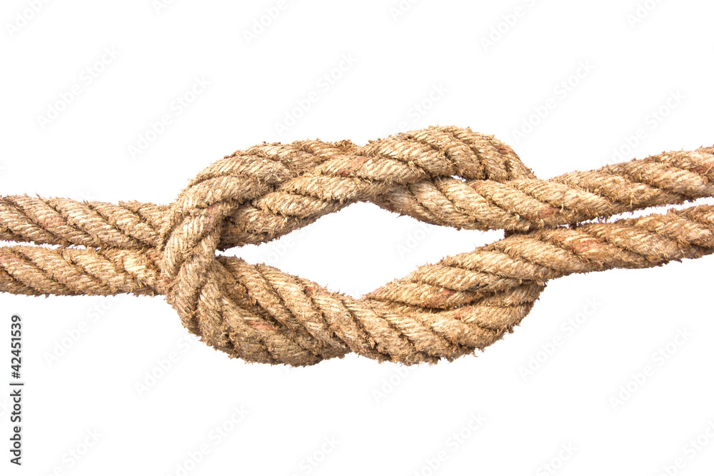 ship ropes with a knot isolated on white background ship ropes with a knot isolated on white background