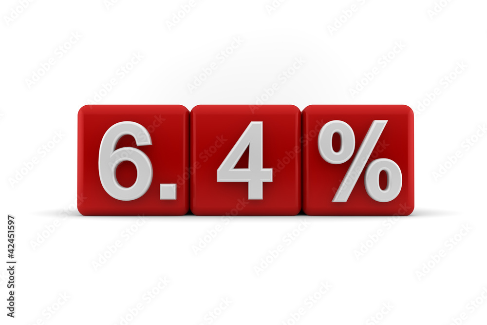 6.4 percent in white numbers on red cubes 6.4 percent in white numbers on red cubes