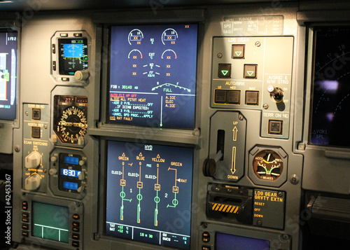 detailed view on jet cockpit