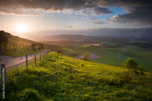 Beautiful English countryside landscape over rolling hills