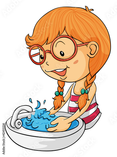 girl washing hands