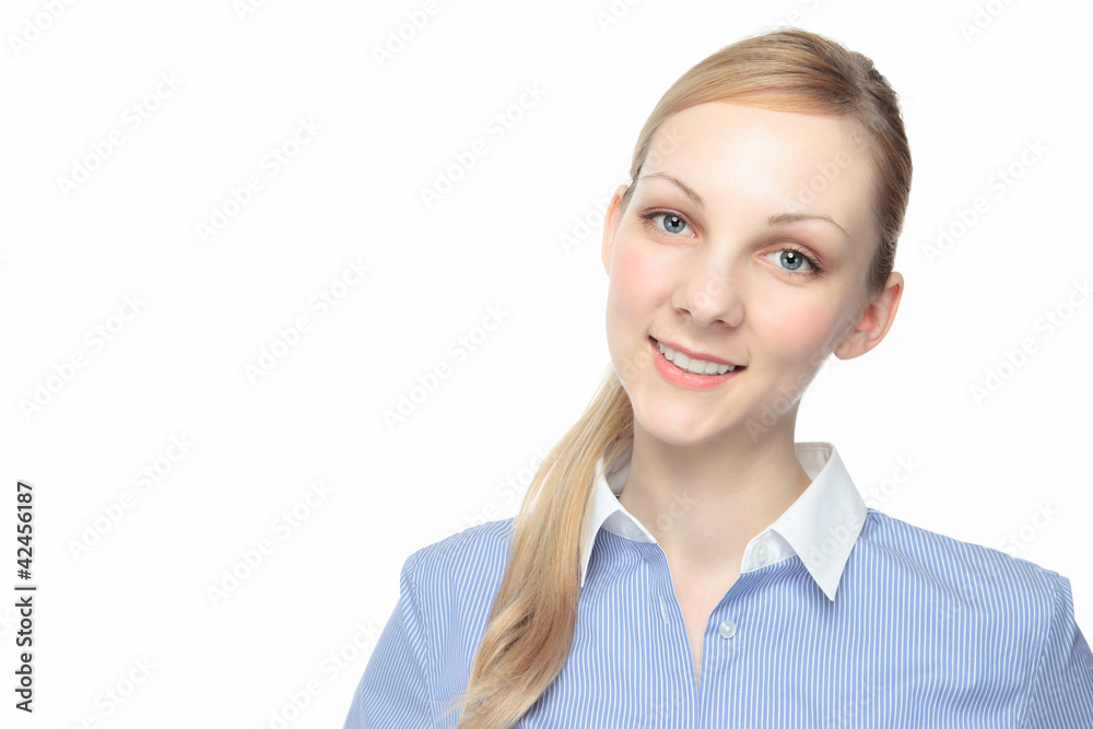 Caucasian woman smiling Caucasian woman smiling