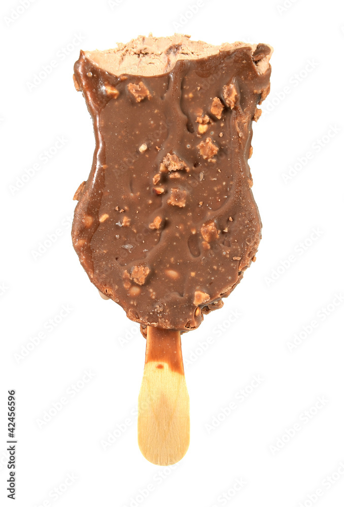 bitten ice cream with chocolate on a stick bitten ice cream with chocolate on a stick