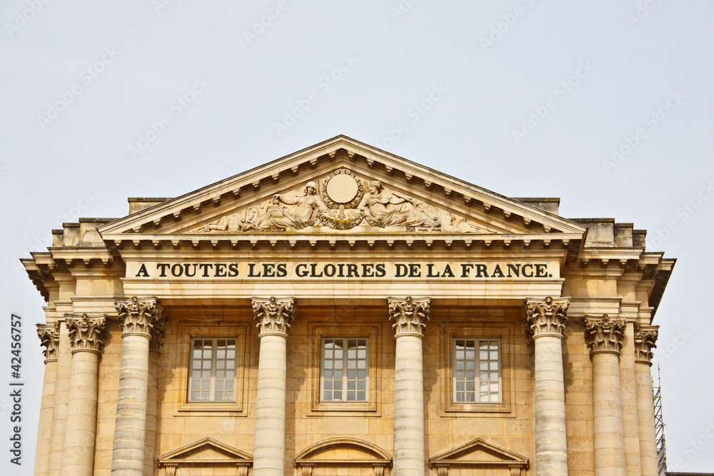 front facade of Versailles palace near Paris, France