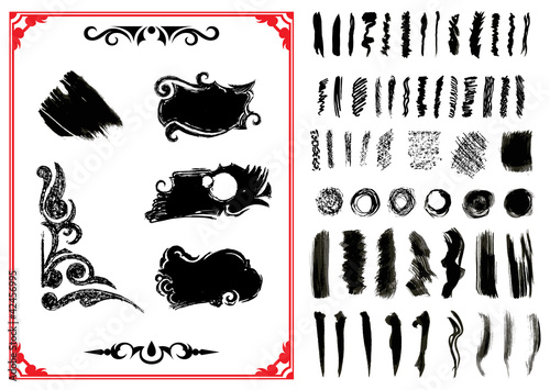 Set of grunge brush strokes