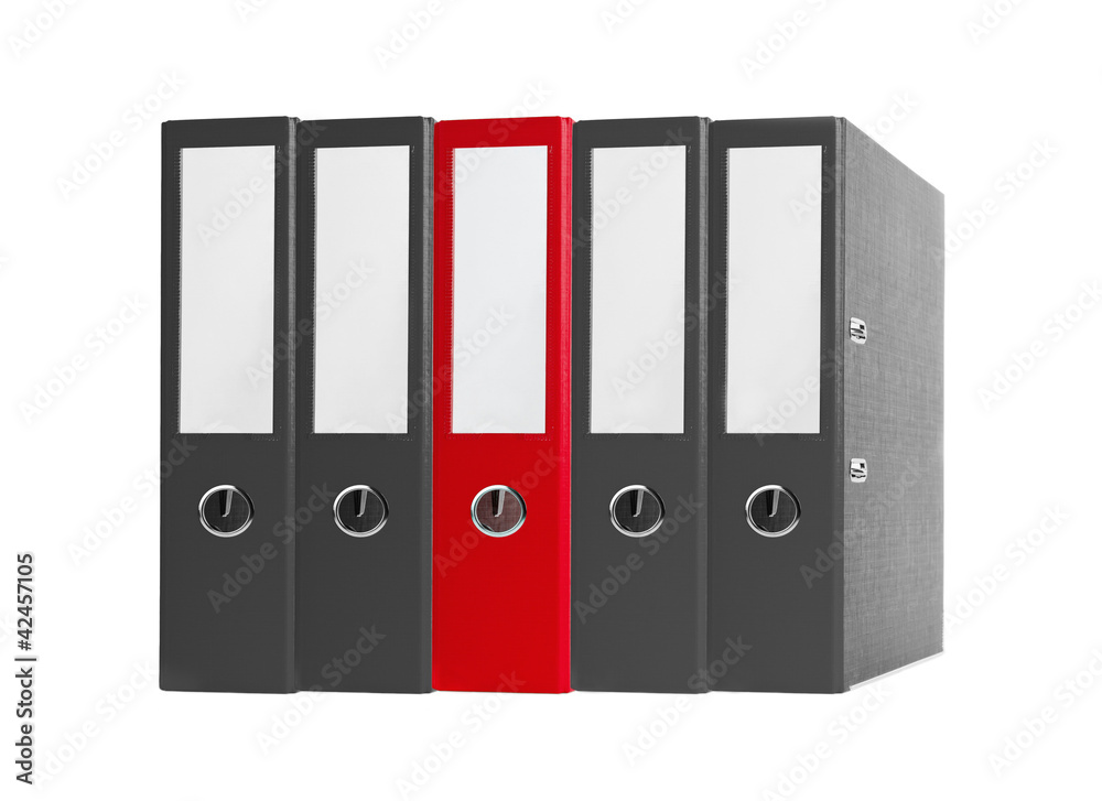 Office folders black and red isolated on the white background Office folders black and red isolated on the white background