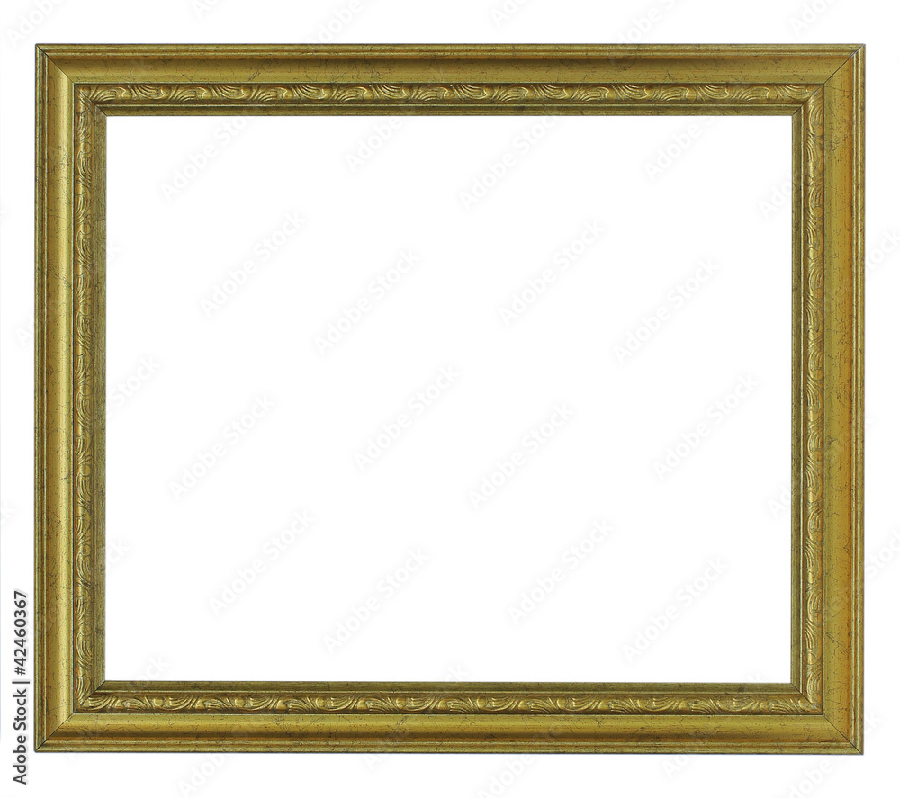 Horizontal old gold frame on white background Horizontal old gold frame on white background