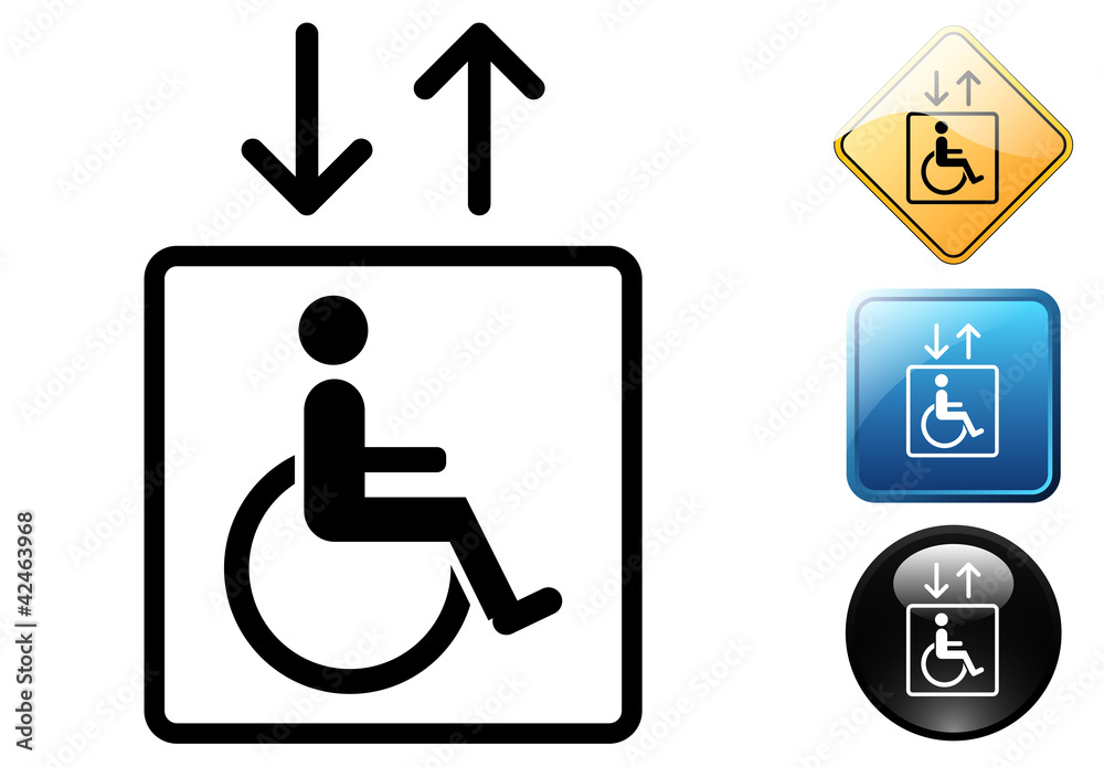 Handicap elevator pictogram and icons Handicap elevator pictogram and icons