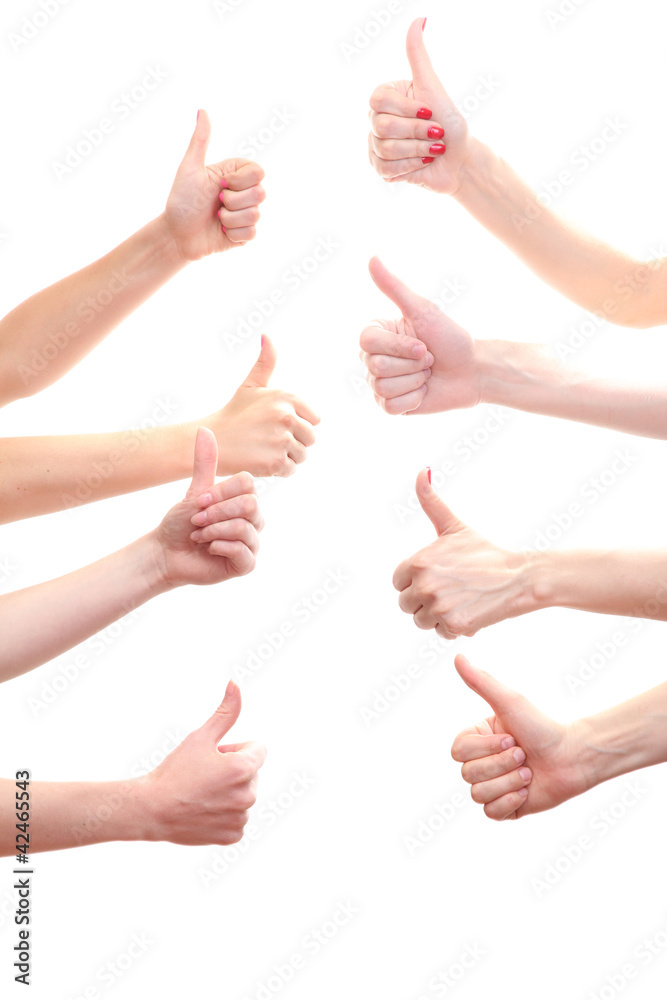 group of young people's hands isolated on white group of young people's hands isolated on white