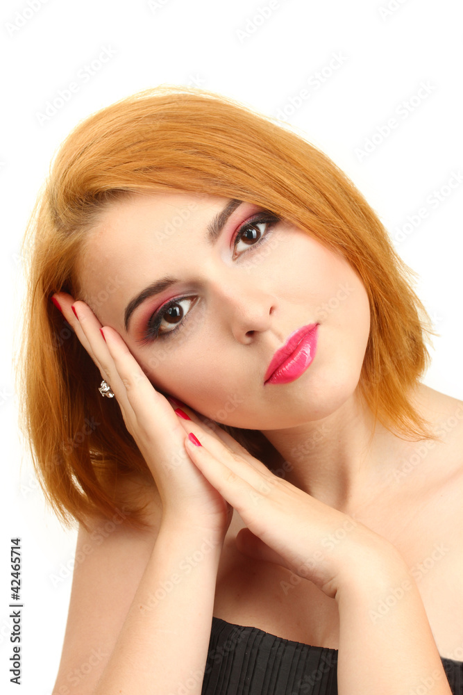 portrait of sexy young woman with glamour make up and red portrait of sexy young woman with glamour make up and red