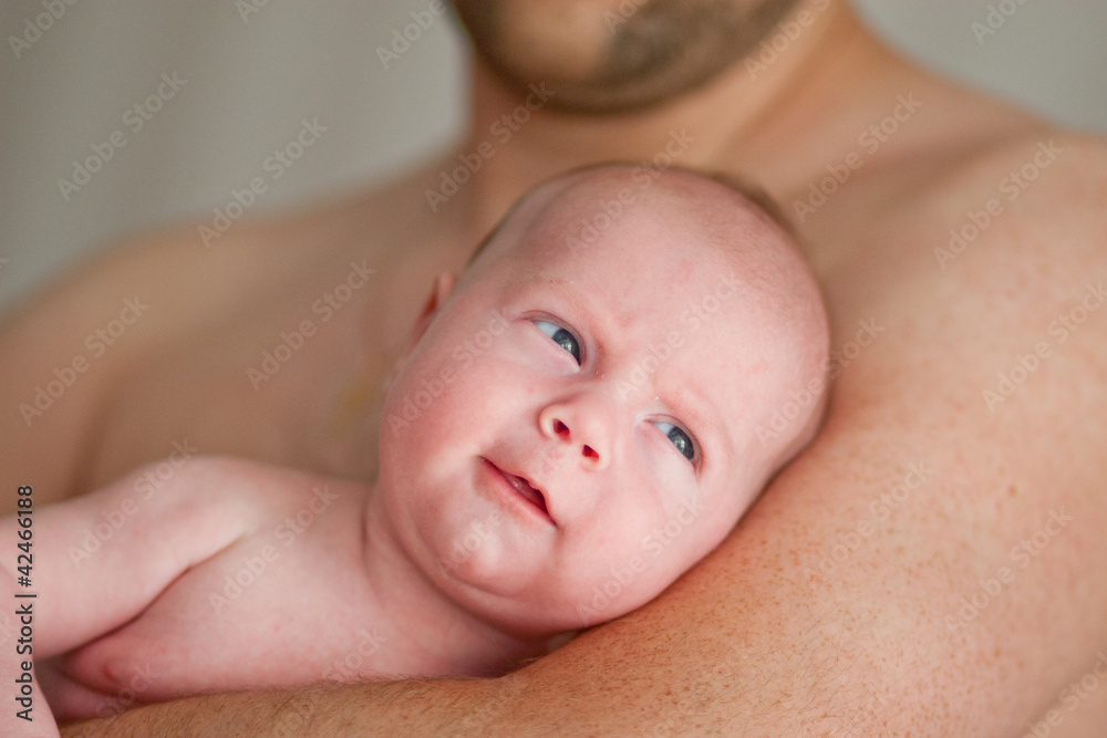 happy father holds his adorable 1 months old baby happy father holds his adorable 1 months old baby