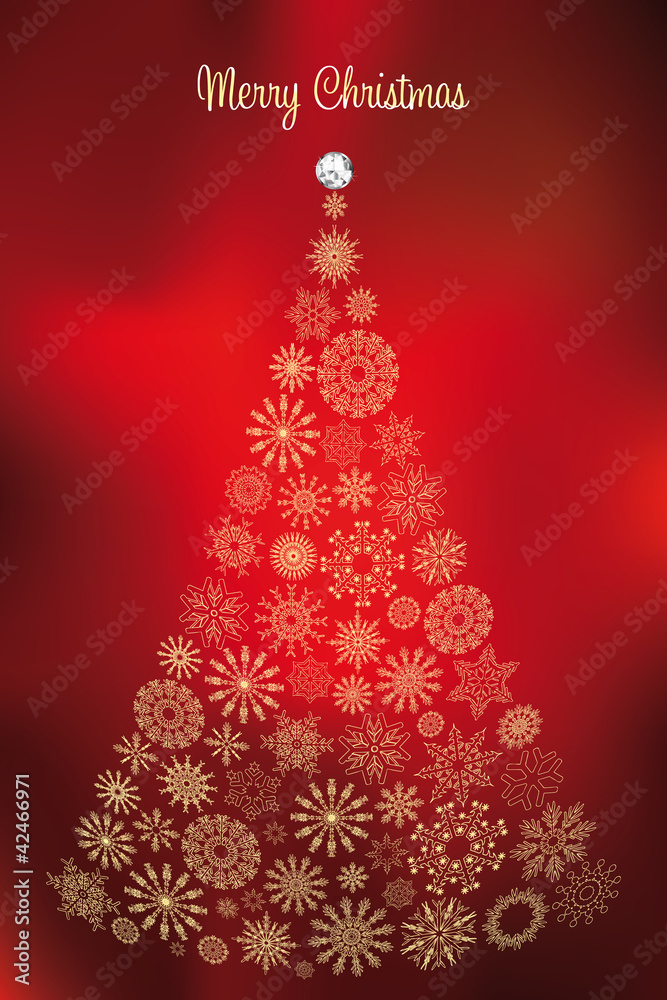 Christmas tree of snowflakes and diamond