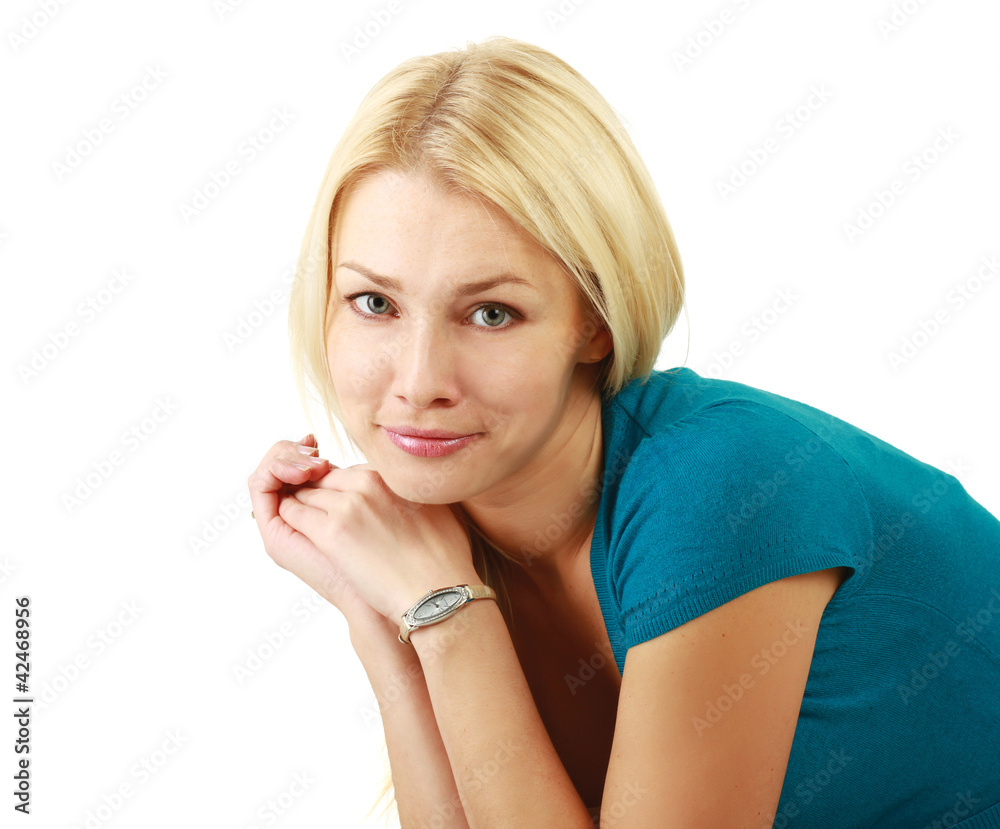 Closeup portrait of a young woman ,isolated on white background Closeup portrait of a young woman ,isolated on white background