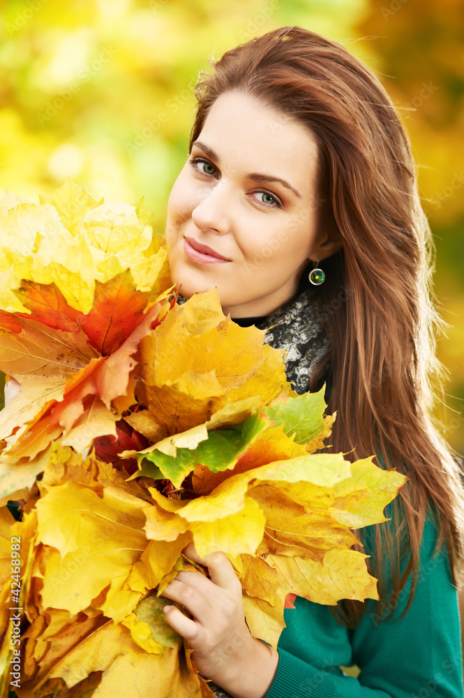 Woman at autumn outdoors Woman at autumn outdoors