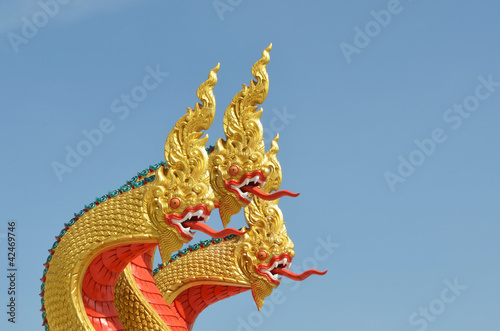 Thai dragon  King of Naga statue with three heads in Thailand
