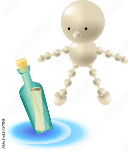 puppet with message in the bottle