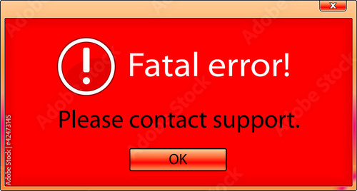 Computer window with picture about fatal error photo