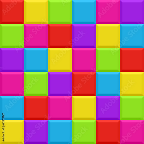 Multicolored blocks seamless background pattern. Vector.