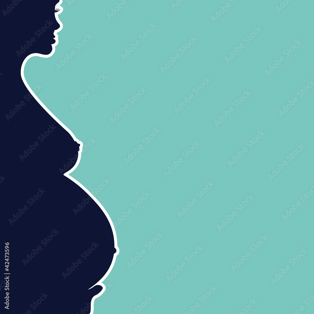 pregnant naked woman silhouette - illustration
