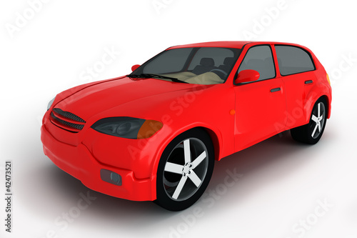 concept of the red crossover car isolated on a white background. © annkozar
