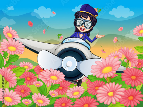 a girl flying plane