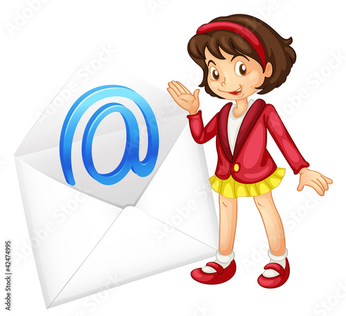 a girl with mail envelop