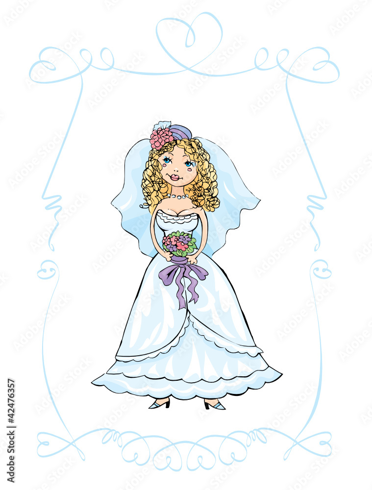 wedding picture of bride, child hand drawn picture wedding picture of bride, child hand drawn picture