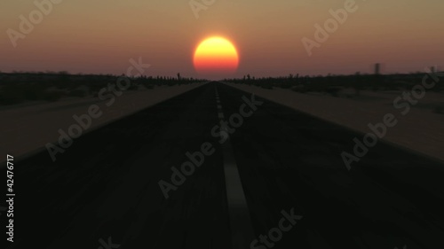 Fahrt in den Sonnenuntergang