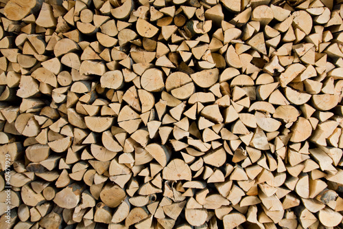 Chopped wood stacked  full frame