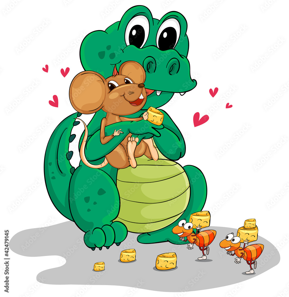 Obraz premium Crocodile and mouse
