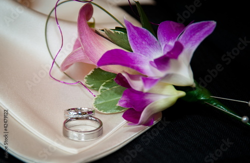 Wedding ring and flowers