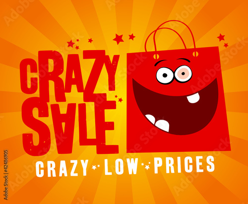 Crazy sale design template, with fun red bag.