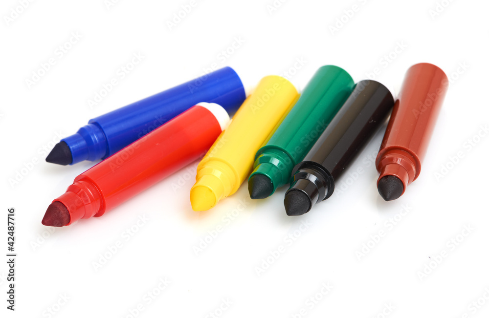Multicolored Felt-Tip Pens isolated on a white background Multicolored Felt-Tip Pens isolated on a white background
