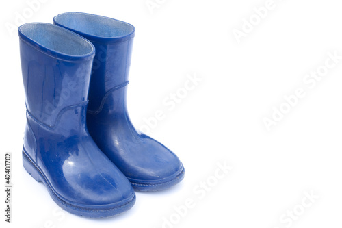 Blue rain boots