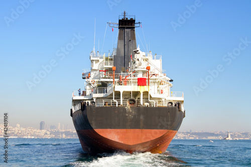 Cargo ship from the backwash