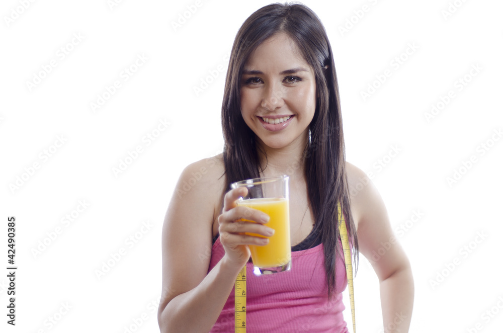 Cute healthy girl drinking orange juice Cute healthy girl drinking orange juice