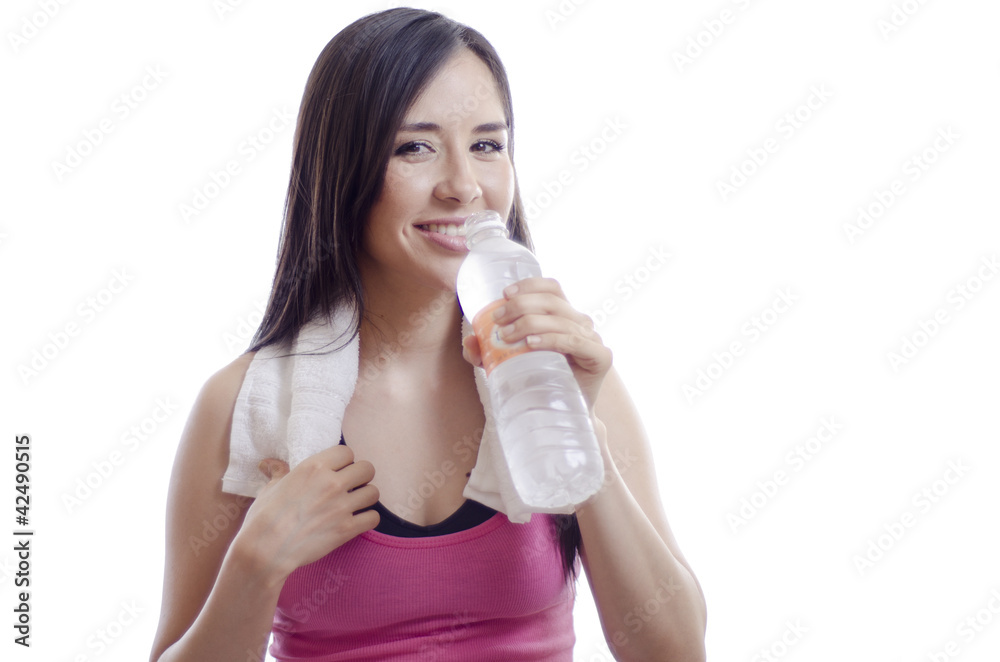 Cute girl cooling off after exercising Cute girl cooling off after exercising