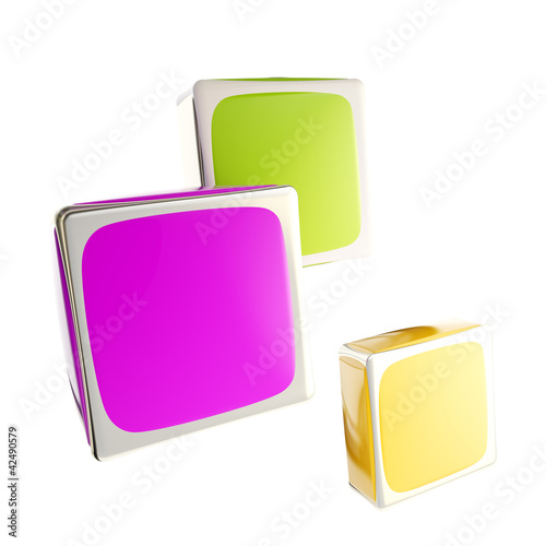 Three cube blocks compositi...