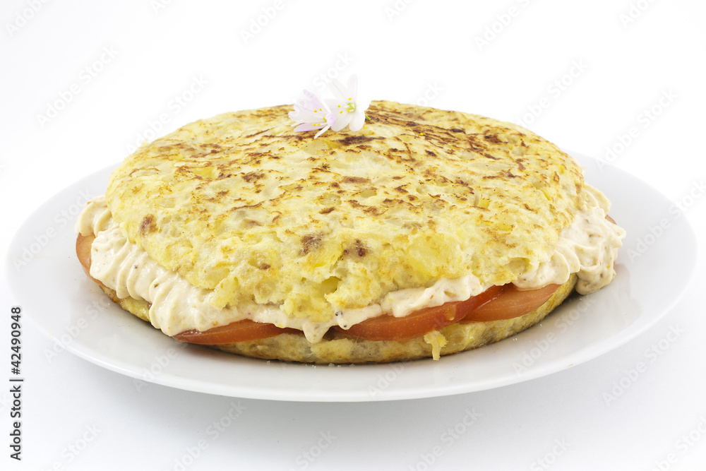 spanish omelet stuffed with rice cream