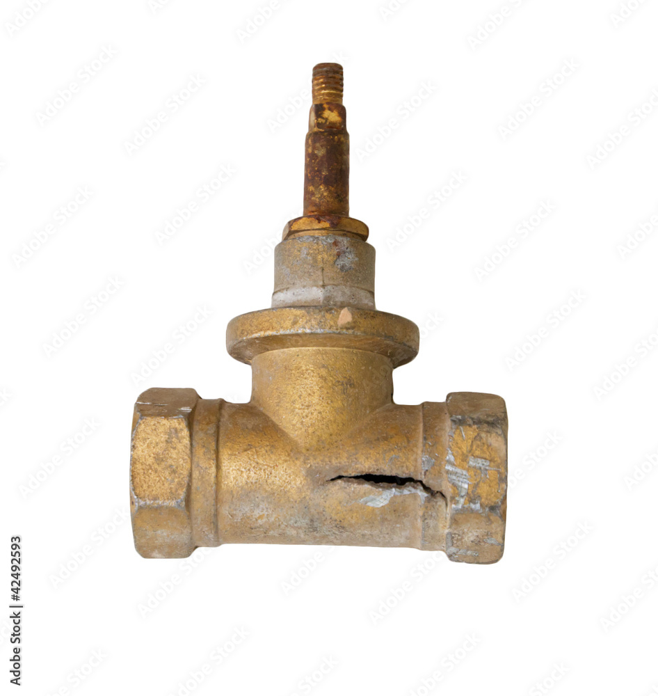 Old rusty valve isolated on white background