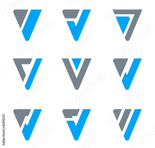 Abstract Business icon set. V, W, Triangle shapes.