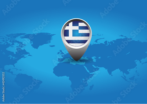 World map - greece flag