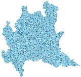 Map of Lombardia - Italy- in a mosaic of blue circles