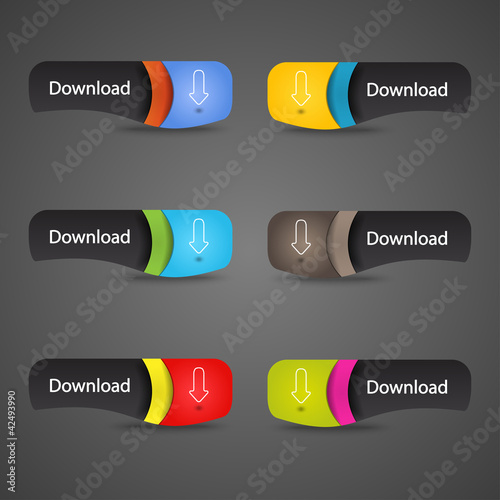 Modern abstract download arrow icon header with shadow vector