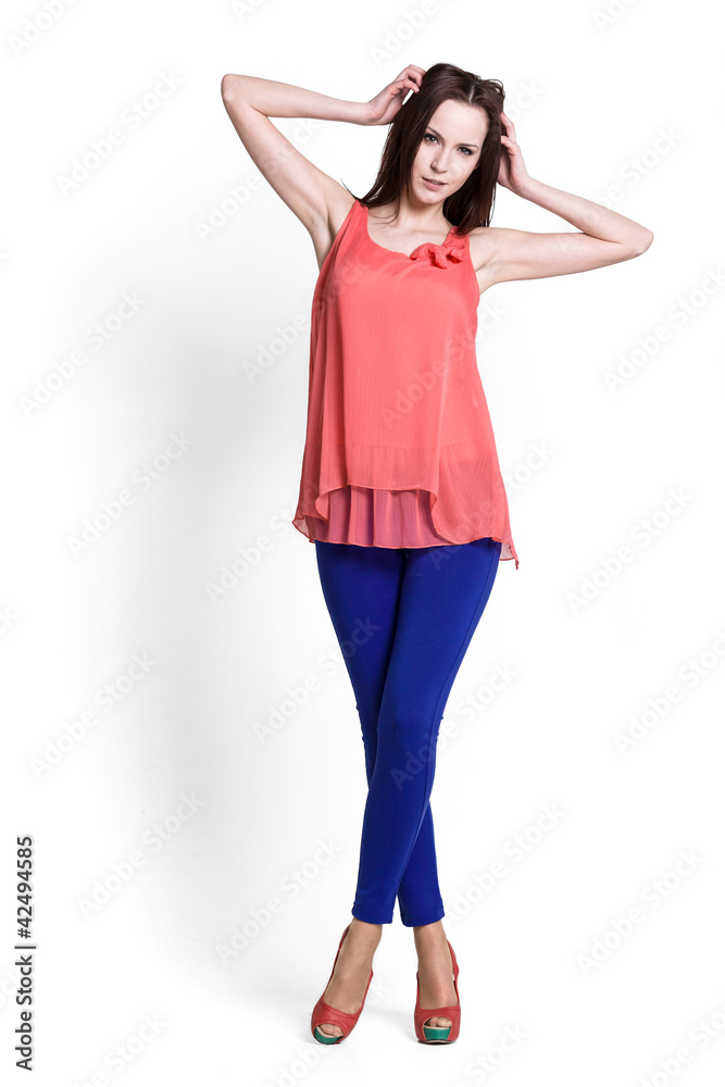 Beautiful woman wearing red blouse Beautiful woman wearing red blouse