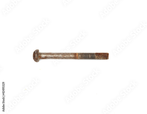 old rusty screw head, bolt isolated on white background